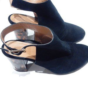 Vionic "Lacey" Blue Suede / Tortoise Patent Block Heel Slingbacks in Size 8.5